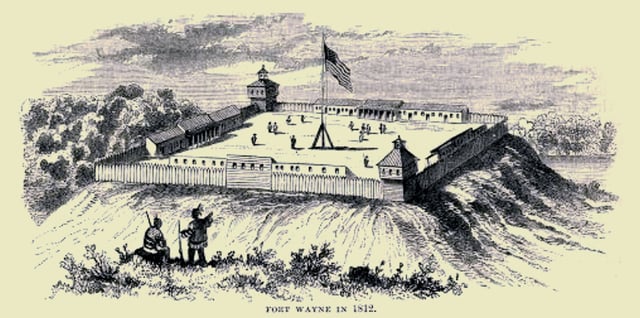 An illustration depicting the 1812 military garrison.