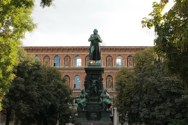 Friedrich Schiller statue in front of the Academy of Fine Arts