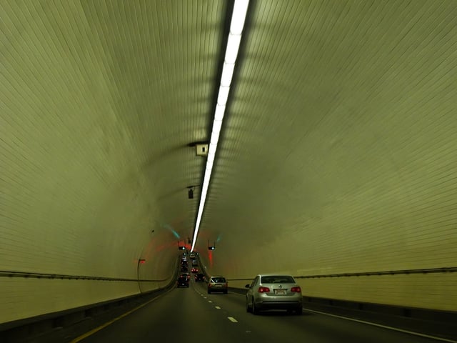 Interior of the eastbound George Wallace Tunnel under the Mobile River.