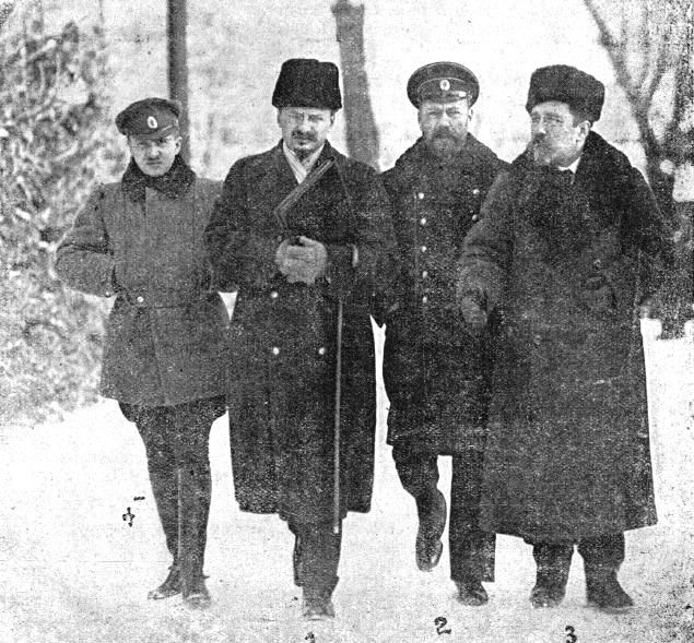 Leon Trotsky and Lev Kamenev at Brest-Litovsk negotiations (c. 1917–1918)