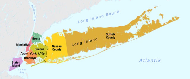 The four counties of Long Island include two independent counties (Nassau and Suffolk) and two New York City boroughs (Brooklyn and Queens).