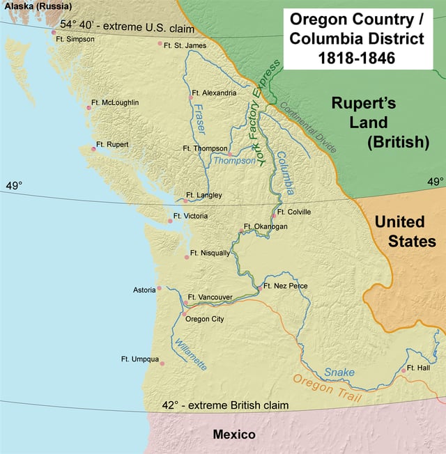Map of Oregon Country, 1818–46