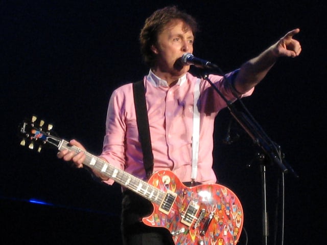 McCartney playing a Gibson Les Paul in concert, 2009