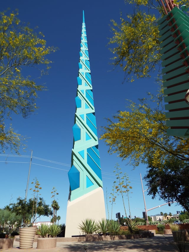 Scottsdale Spire, located on the southeast corner of Bell and Scottsdale Road in Scottsdale, was an Arizona State Capital Project designed by Frank Lloyd Wright.  Its construction began in 1957, but due to Wright's death, it was not until 2007 that it was adopted and finished by the Taliesin Associated Architects.