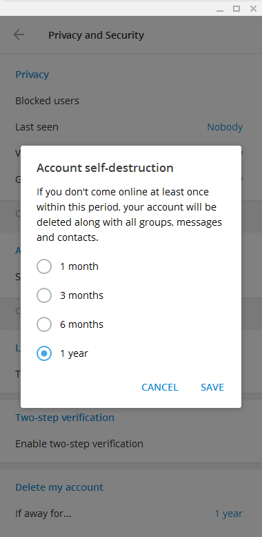 Account self-destruction