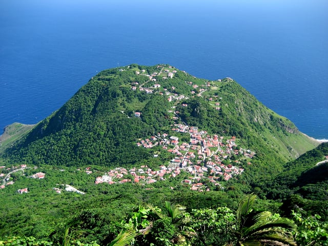 A view of the village of Windwardside, taken from Mount Scenery