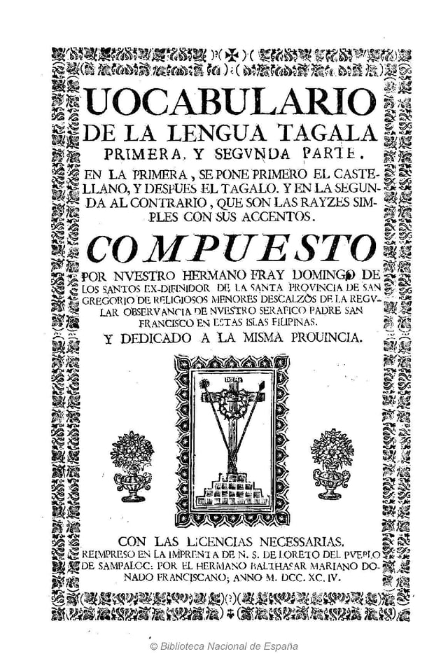 Vocabulario de la lengua tagala, 1754.