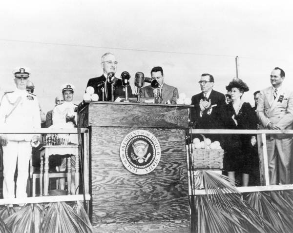 President Harry Truman dedicating Everglades National Park on December 6, 1947.