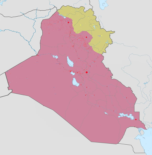 The current military control in Iraq as of 3 May 2018:  Controlled by Iraqi government  Controlled by Iraqi Kurds