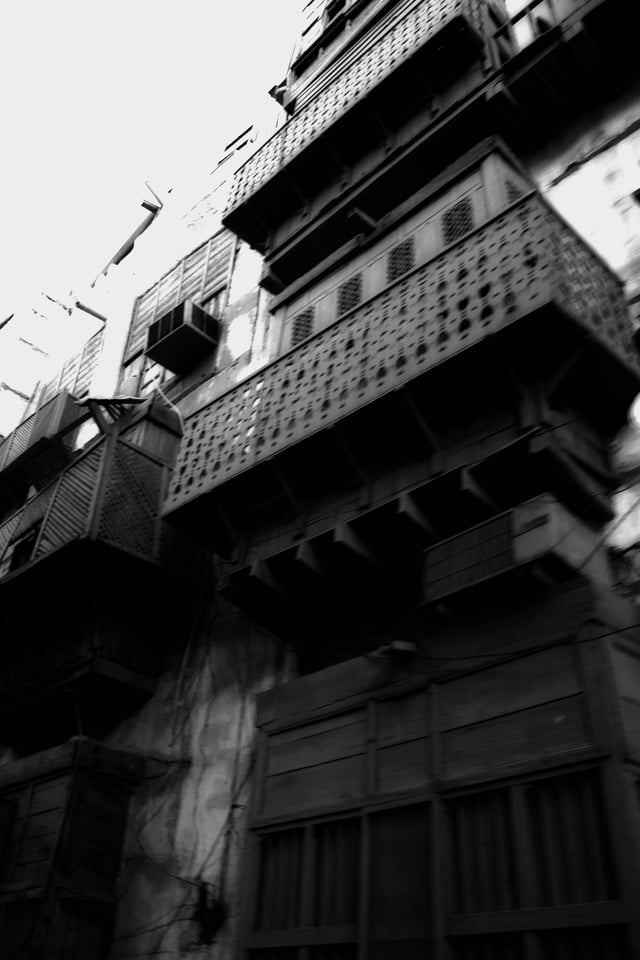 The striking architecture of buildings in Jeddahs' historic Al-Balad area.