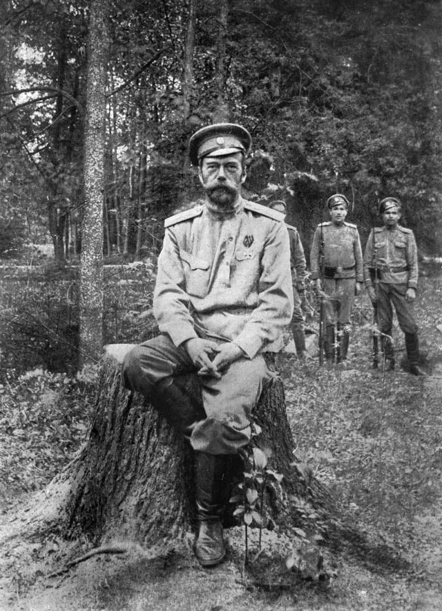One of the last photographs of Nicholas II, showing him at Tsarskoye Selo after his abdication in March 1917