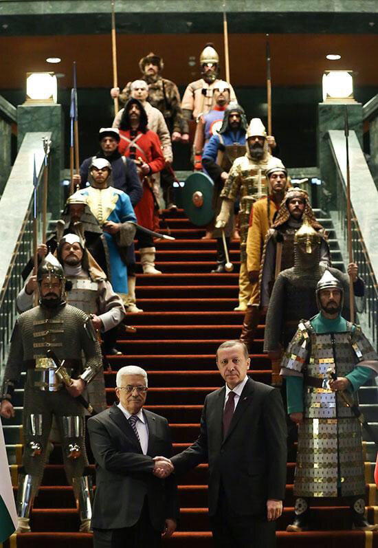 Erdoğan meeting Palestinian President Abbas in Erdogan's Presidential Palace