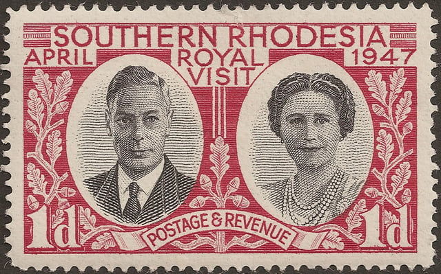 Southern Rhodesian stamp celebrating the 1947 royal tour of Southern Africa