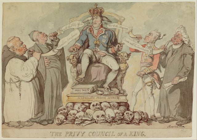 Privy Council of a King by Thomas Rowlandson. 1815