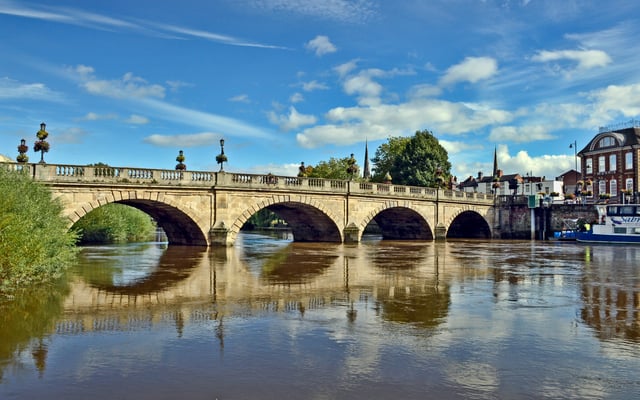 River Severn, seen here in Shrewsbury, is the primary watercourse in the county.