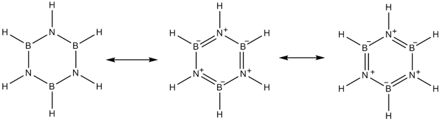 Mesomeric structures of borazine, (–BH–NH–)3