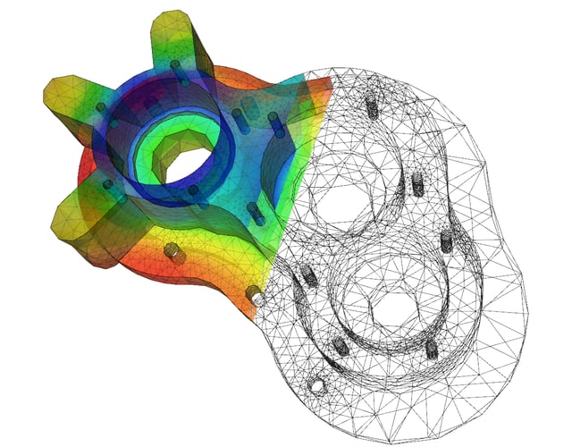 A numerical solution to the heat equation on a pump casing model using the finite element method.