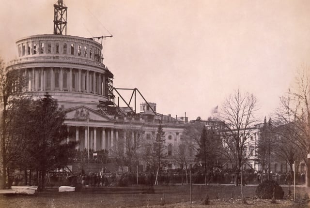 President Abraham Lincoln insisted that construction on the United States Capitol dome continue during the American Civil War; 1861.