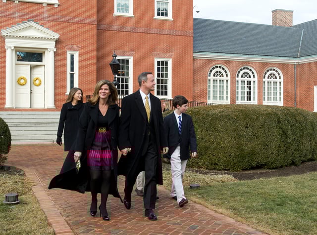 The O'Malley family outside of the Government House (Governor's Mansion) on State Circle in Annapolis in 2011