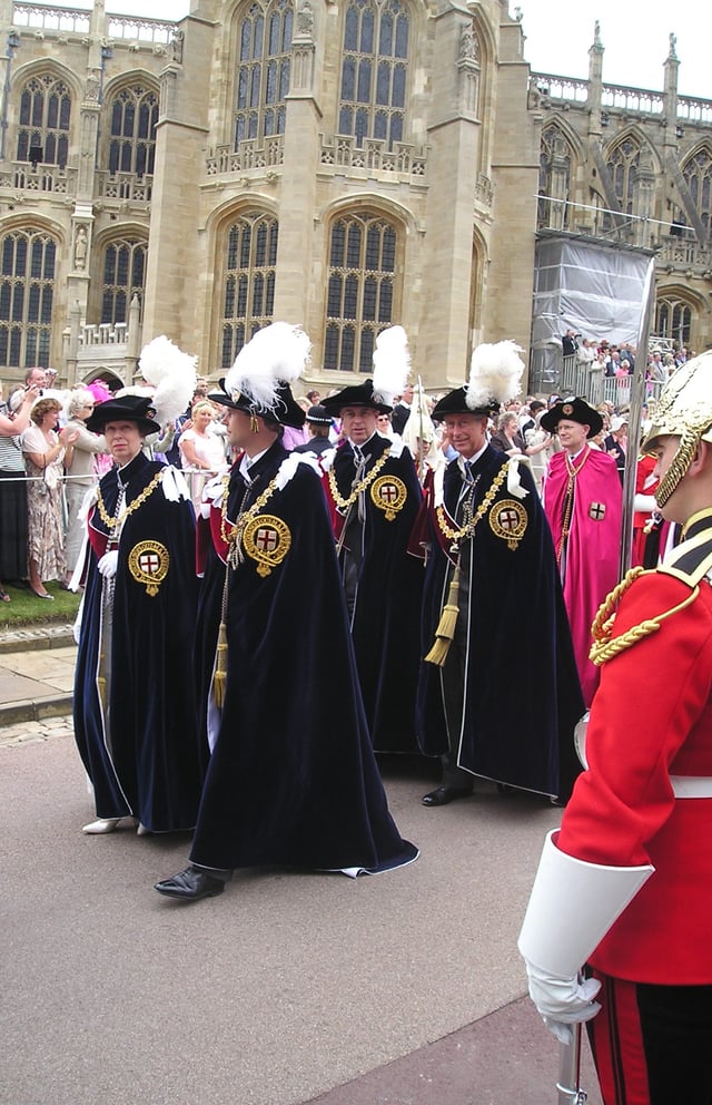 The Princess Royal processing at the Garter Service, Windsor, with her brothers, Charles, Andrew and Edward on 19 June 2006