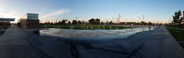 Fountains at the Wilmington Waterfront Park.