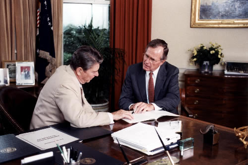 Ronald Reagan was initiated into Tau Kappa Epsilon at Eureka College while George H.W. Bush joined Delta Kappa Epsilon at Yale University.