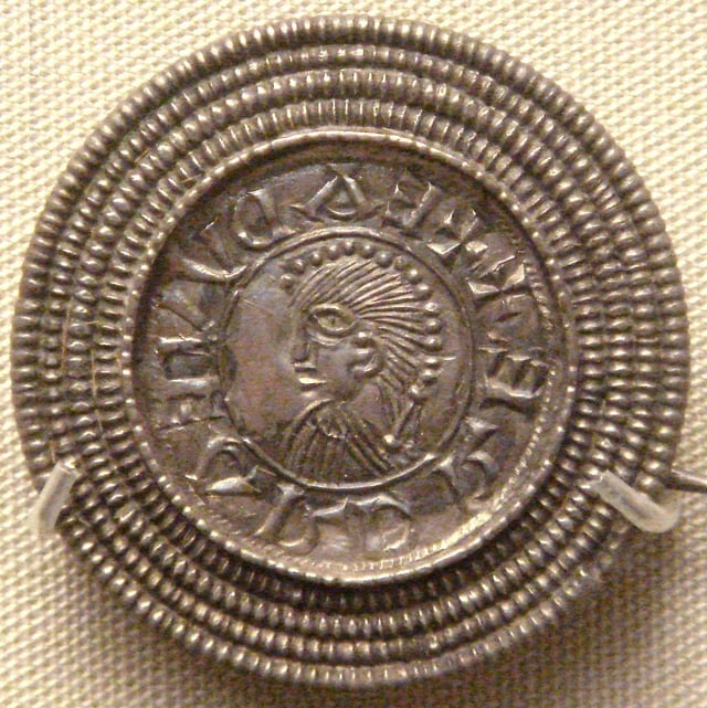 Silver brooch imitating a coin of Edward the Elder, c. 920, found in Rome, Italy.