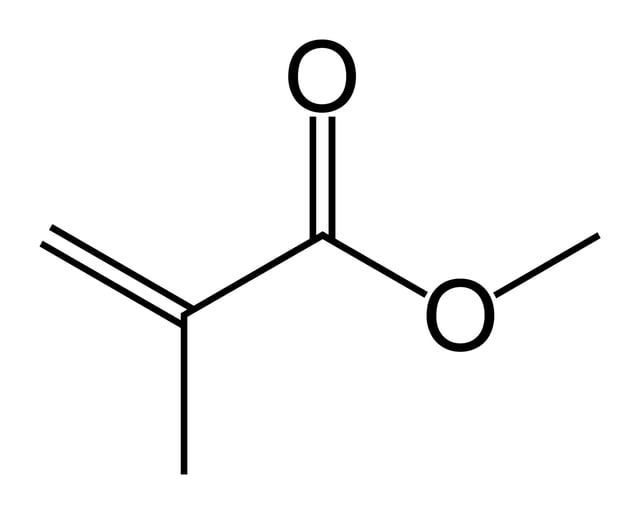 Skeletal structure of methyl methacrylate, the constituent monomer of PMMA