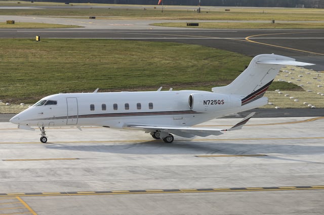 A NetJets Bombardier Challenger 350 at Westchester County Airport.