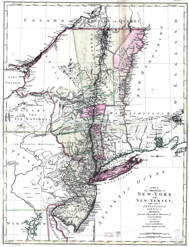 New York and neighboring jurisdictions in 1777