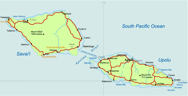 A map of Samoa.