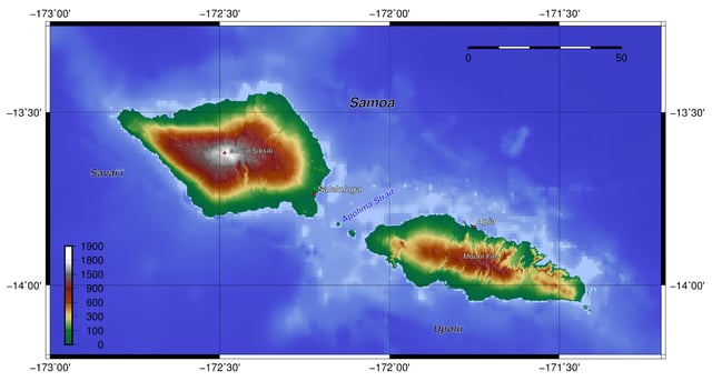 Topography of Samoa.