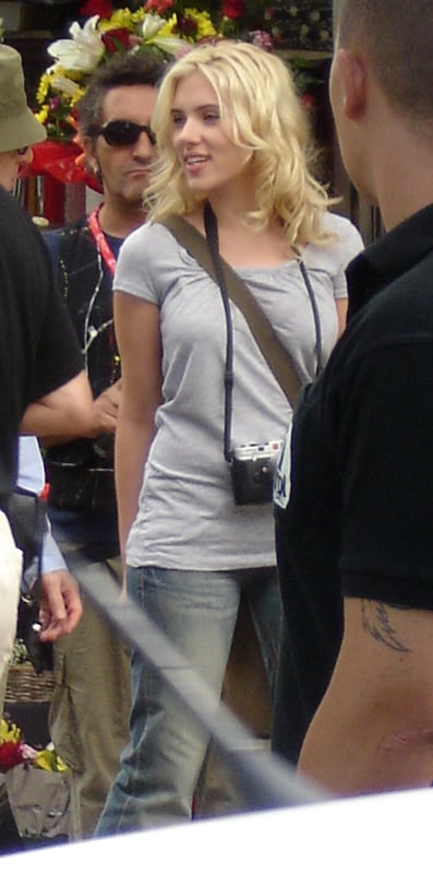 Johansson on the set of Vicky Cristina Barcelona