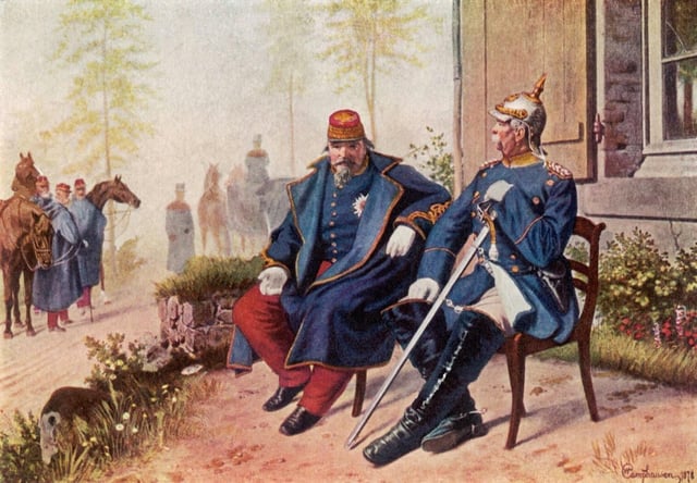 Napoleon III and Bismarck talk after Napoleon's capture at the Battle of Sedan, by Wilhelm Camphausen