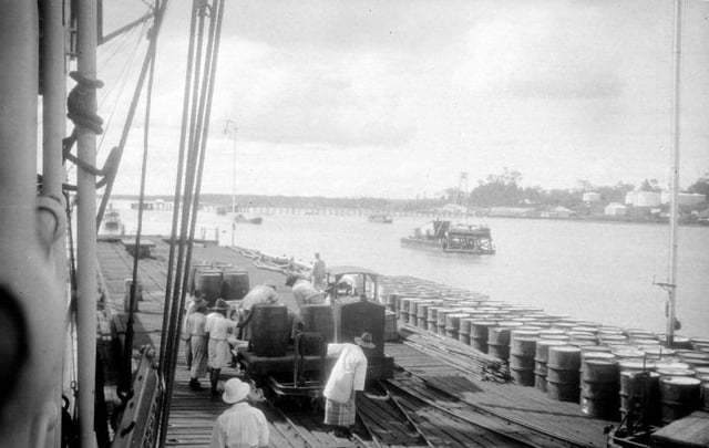 A Royal Dutch Petroleum dock in the Dutch East Indies (now Indonesia)