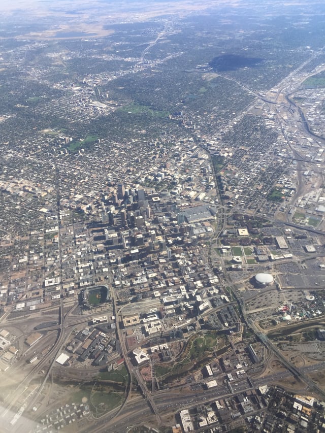 Aerial photograph of Denver from the northwest
