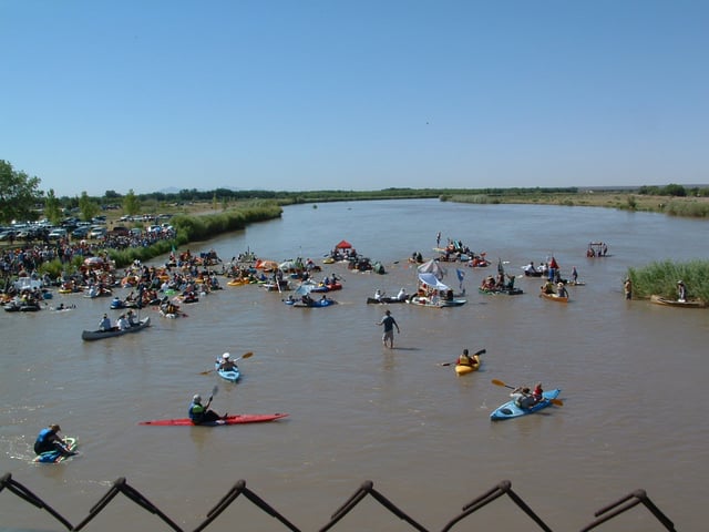Great River Raft Race held annually on the Rio Grande in El Paso's upper valley.