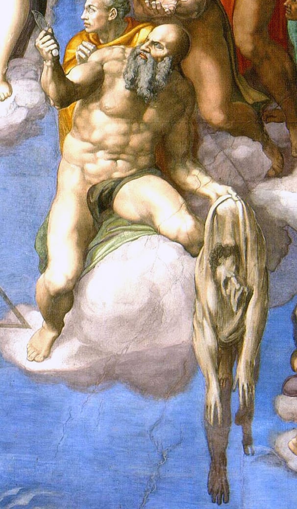 Detail of The Last Judgment, 1536-1541, by Michelangelo