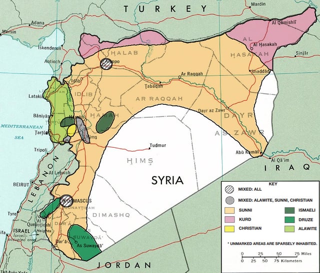 Map of Syria's ethno-religious composition in 1976