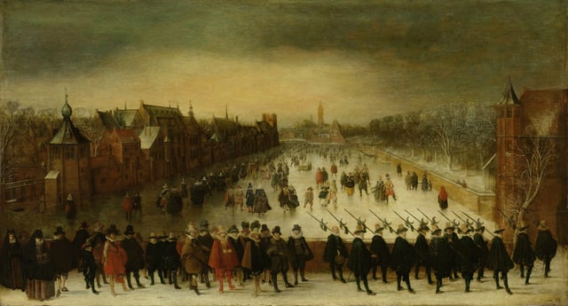 Maurice and his followers on the Vijverberg, The Hague. Adam van Breen, 1618.
