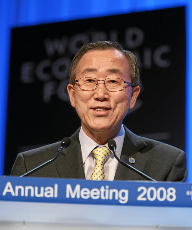 Ban Ki-moon at Davos, Switzerland in the World Economic Forum.