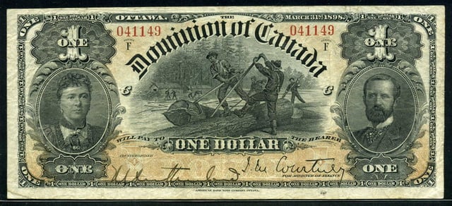 $1 Dominion of Canada note issued in 1898.