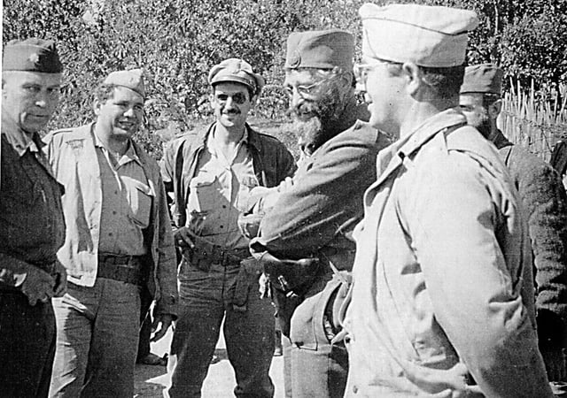 Chetniks leader General Mihailovic with the members of the US military mission, Operation Halyard 1944