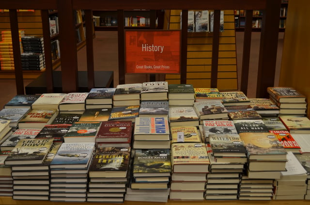History books in a bookstore