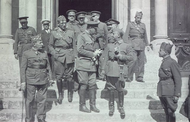 Franco and other rebel commanders during the Civil War, c. 1936–1939