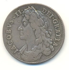 Half crown coin of James II, 1686