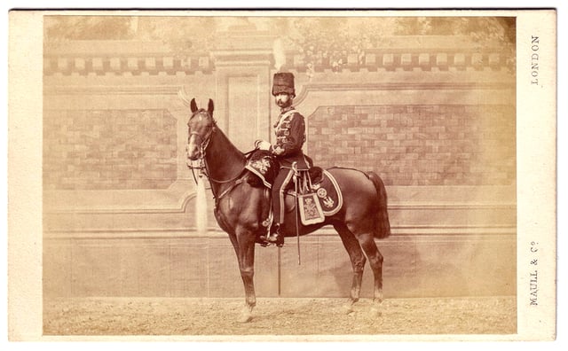 Carte-de-Visite of a lieutenant in the 14th (King's) Hussars. Maull & Co. Studios, London, 1867