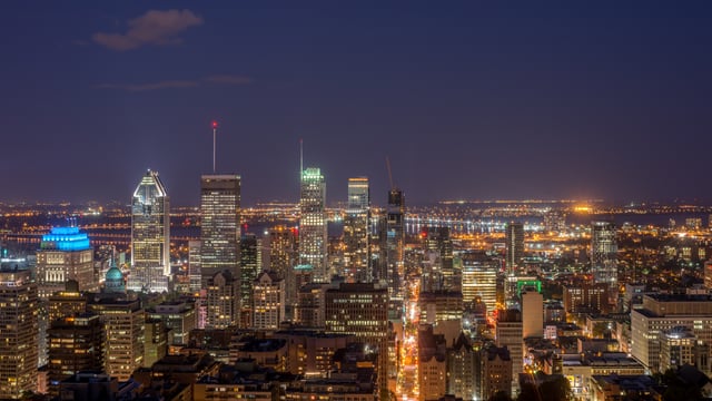 A view of Downtown Montreal from Mont Royal. Many neighbourhoods, including downtown, are located in the borough of Ville-Marie.