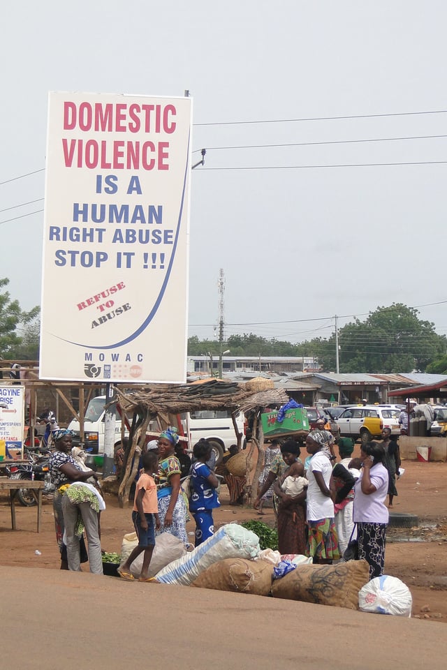 Poster against domestic violence in Bolgatanga, Ghana