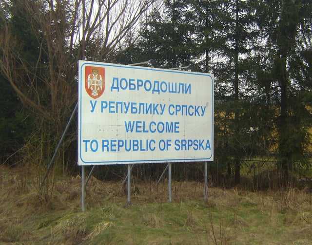 Welcome sign on the border with the Federation of Bosnia and Herzegovina
